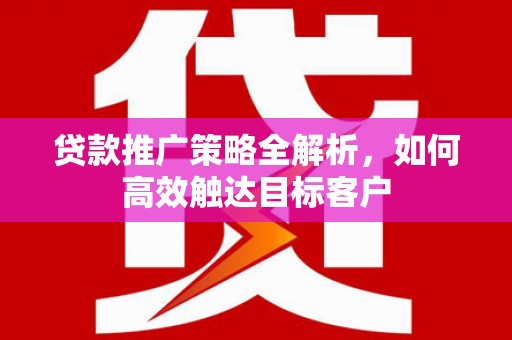 钟祥贷款推广策略全解析，如何高效触达目标客户