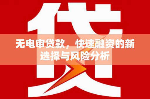 钟祥无电审贷款，快速融资的新选择与风险分析