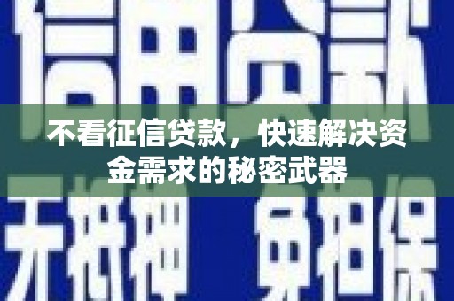 钟祥不看征信贷款，快速解决资金需求的秘密武器