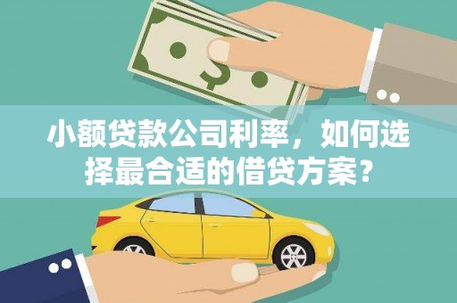 钟祥小额贷款公司利率，如何选择最合适的借贷方案？